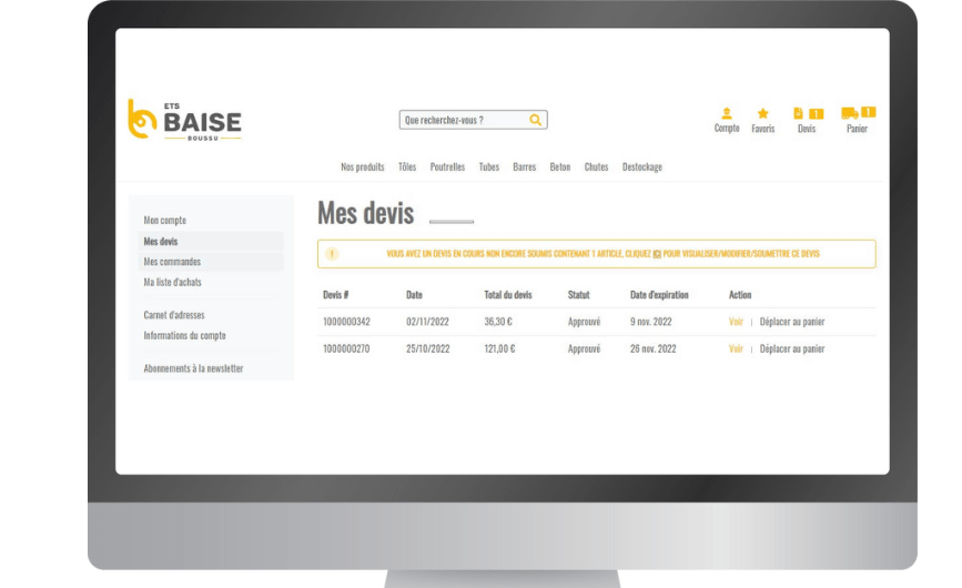 Gestion de devis dans site Magento