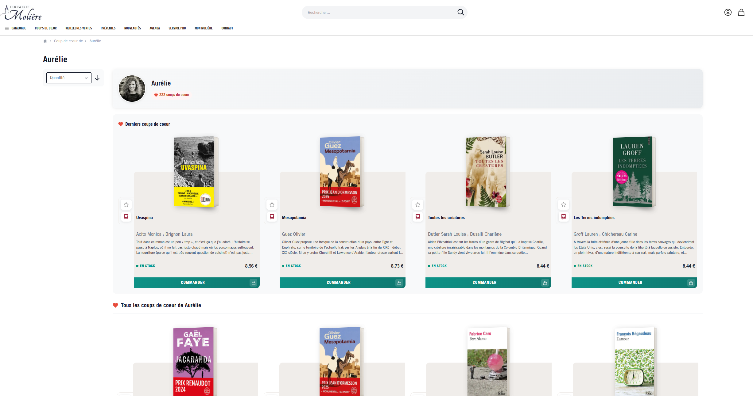 Bookseller picks — Molière editorial selection