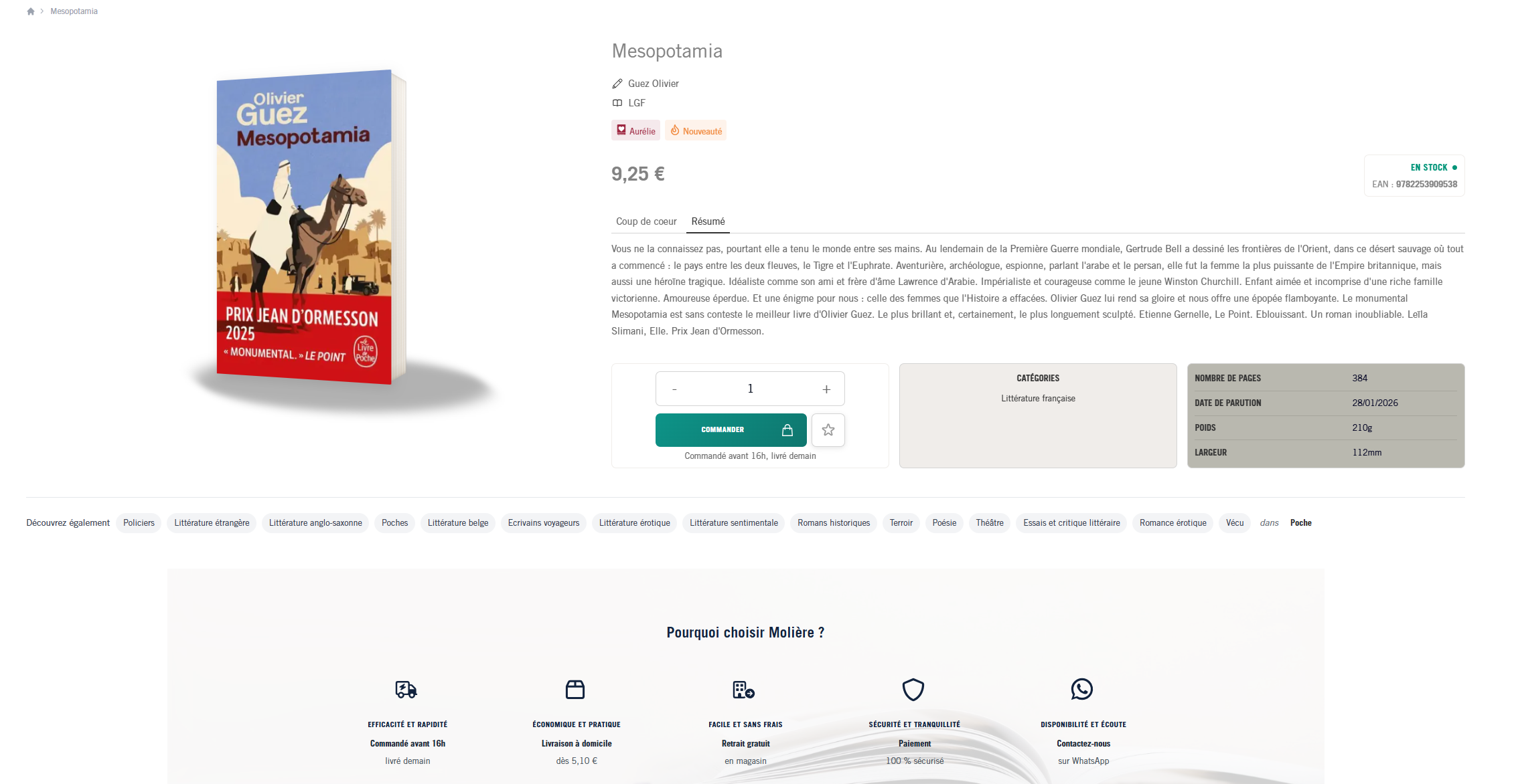 Librairie Molière product page — book detail and recommendations